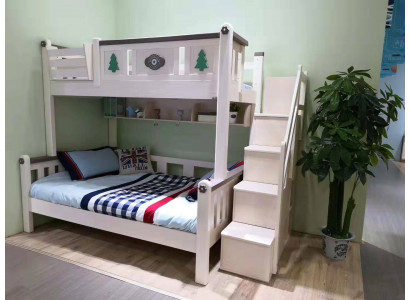 Modern Etagenbetter Kanner Jongen Meedercher Leederlech Kleederschaf Héich Holz Bett